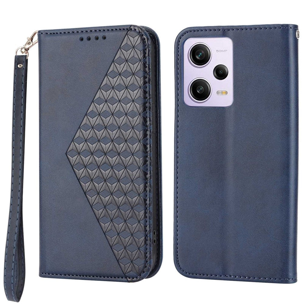 For Xiaomi Redmi Note 12 Pro 5G  / Note 12 Pro Speed 5G / Poco X5 Pro 5G Imprinted Rhombus Pattern Stand Calf Texture Cover PU Leather Wallet Magnetic Closure Case