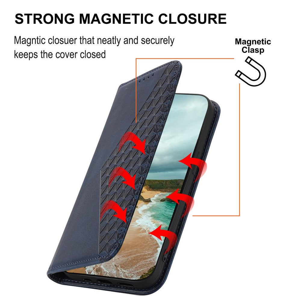 For Xiaomi Redmi Note 12 Pro 5G  / Note 12 Pro Speed 5G / Poco X5 Pro 5G Imprinted Rhombus Pattern Stand Calf Texture Cover PU Leather Wallet Magnetic Closure Case