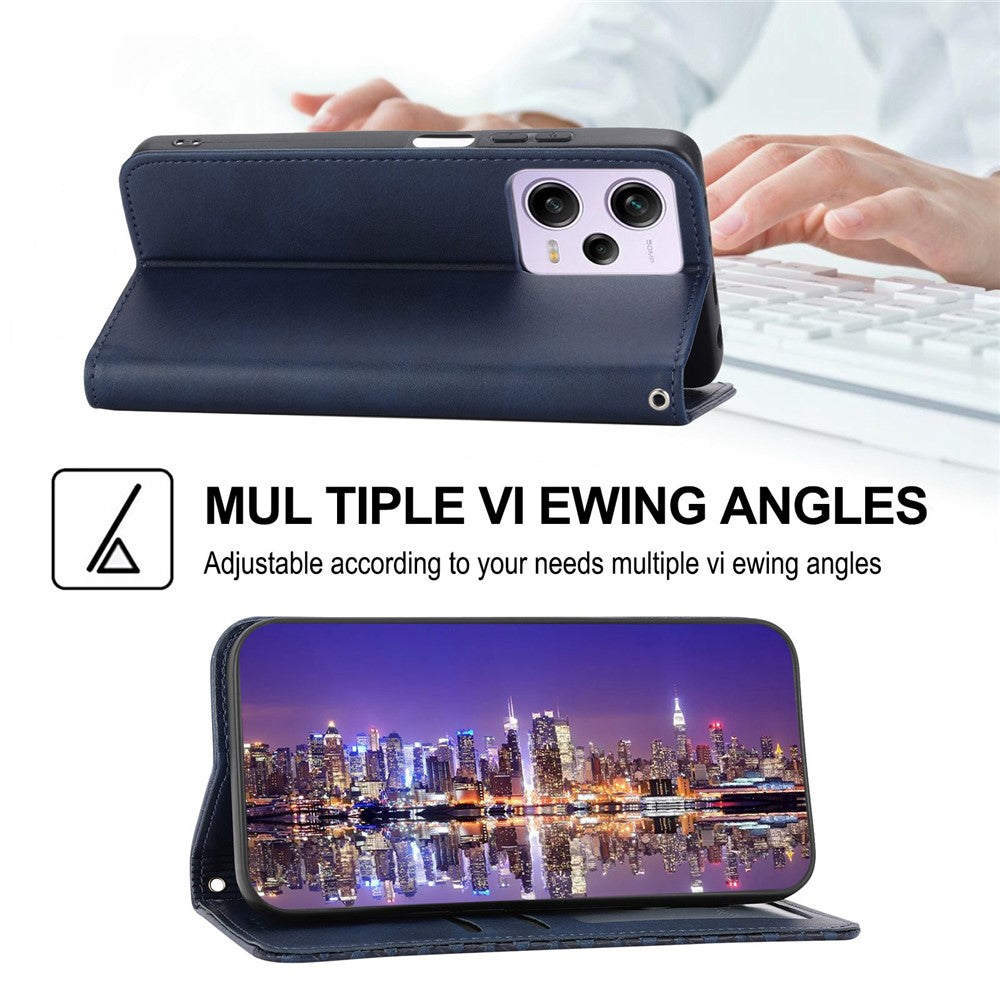 For Xiaomi Redmi Note 12 Pro 5G  / Note 12 Pro Speed 5G / Poco X5 Pro 5G Imprinted Rhombus Pattern Stand Calf Texture Cover PU Leather Wallet Magnetic Closure Case