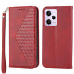 For Xiaomi Redmi Note 12 Pro 5G  / Note 12 Pro Speed 5G / Poco X5 Pro 5G Imprinted Rhombus Pattern Stand Calf Texture Cover PU Leather Wallet Magnetic Closure Case