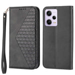 For Xiaomi Redmi Note 12 Pro 5G  / Note 12 Pro Speed 5G / Poco X5 Pro 5G Imprinted Rhombus Pattern Stand Calf Texture Cover PU Leather Wallet Magnetic Closure Case