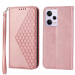 For Xiaomi Redmi Note 12 Pro 5G  / Note 12 Pro Speed 5G / Poco X5 Pro 5G Imprinted Rhombus Pattern Stand Calf Texture Cover PU Leather Wallet Magnetic Closure Case