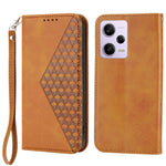 For Xiaomi Redmi Note 12 Pro 5G  / Note 12 Pro Speed 5G / Poco X5 Pro 5G Imprinted Rhombus Pattern Stand Calf Texture Cover PU Leather Wallet Magnetic Closure Case