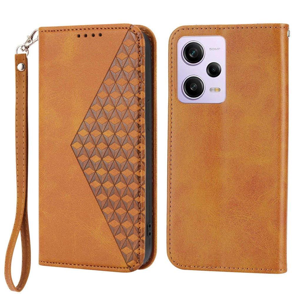 Xiaomi Redmi Note 12 Pro 5G / Note 12 Pro Speed 5G / Poco X5 Pro 5G Präglat rombmönster Stativkalvtextur PU-läder Plånboksfodral med magnetisk stängning