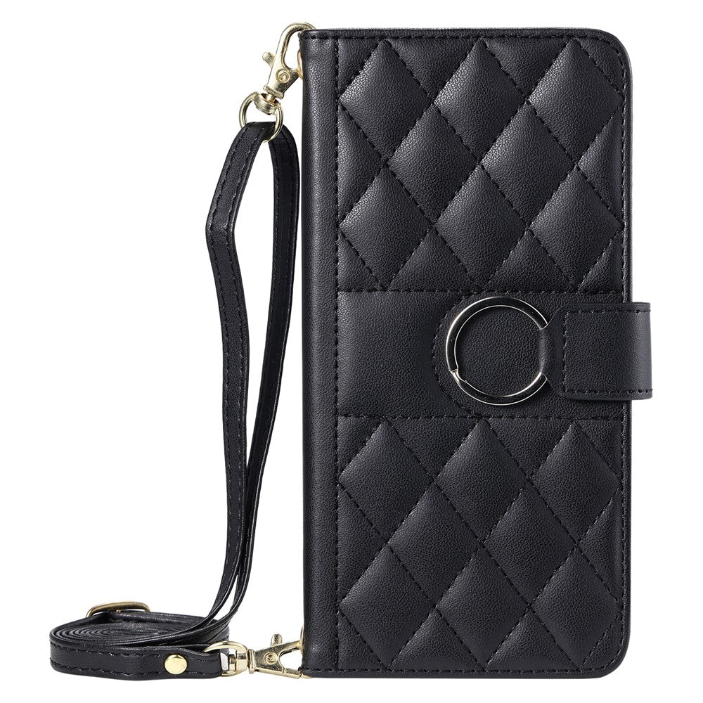 For Honor Magic8 Pro 5G Crossbody Leather Case Ring Buckle Wallet Stand Rhombus Mobile Cover