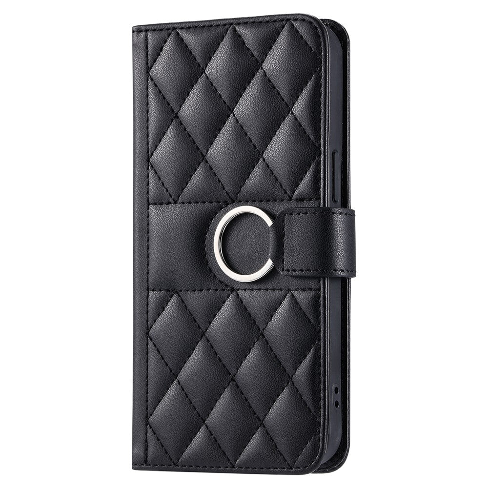 For Honor Magic8 Pro 5G Crossbody Leather Case Ring Buckle Wallet Stand Rhombus Mobile Cover