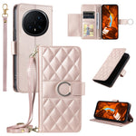 For Honor Magic8 Pro 5G Crossbody Leather Case Ring Buckle Wallet Stand Rhombus Mobile Cover