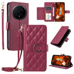 For Honor Magic8 Pro 5G Crossbody Leather Case Ring Buckle Wallet Stand Rhombus Mobile Cover