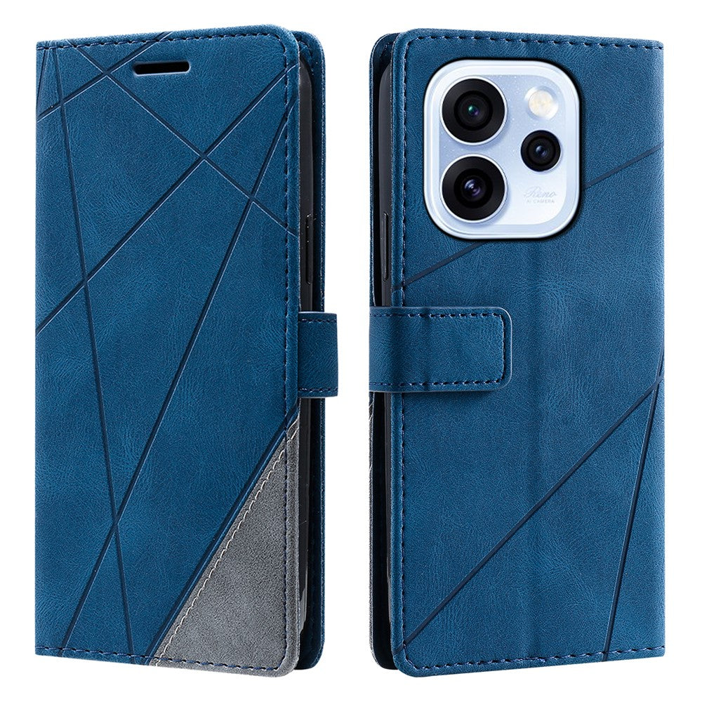 Case For Oppo Reno15 F 5G  /  Reno15 FS 5G Imprinted Lines PU Leather Splicing Wallet Phone Cover