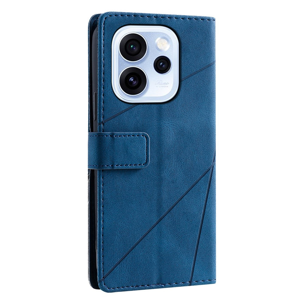 Case For Oppo Reno15 F 5G  /  Reno15 FS 5G Imprinted Lines PU Leather Splicing Wallet Phone Cover