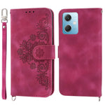 Xiaomi Redmi Note 12 5G (Global) / (Indien) / (Kina) / Poco X5 5G-mobilcover med hudvenlig overflade, prægede blomster, stativ, læderpung med håndledsrem og skulderrem