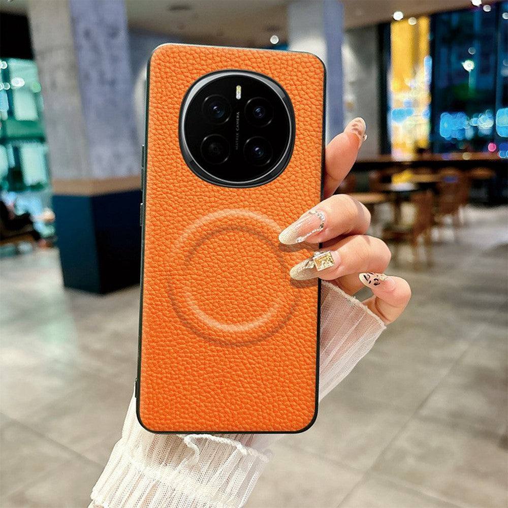 For Honor Magic7 5G Magnetic Case Litchi Texture PU Leather Coated PC + TPU Protective Phone Cover