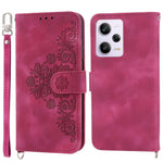 For Xiaomi Redmi Note 12 Pro 5G  / Note 12 Pro Speed 5G / Poco X5 Pro 5G Wallet Phone Cover Skin-touch Feeling Imprinted Flowers Stand Leather Case with Wrist Strap and Shoulder Strap
