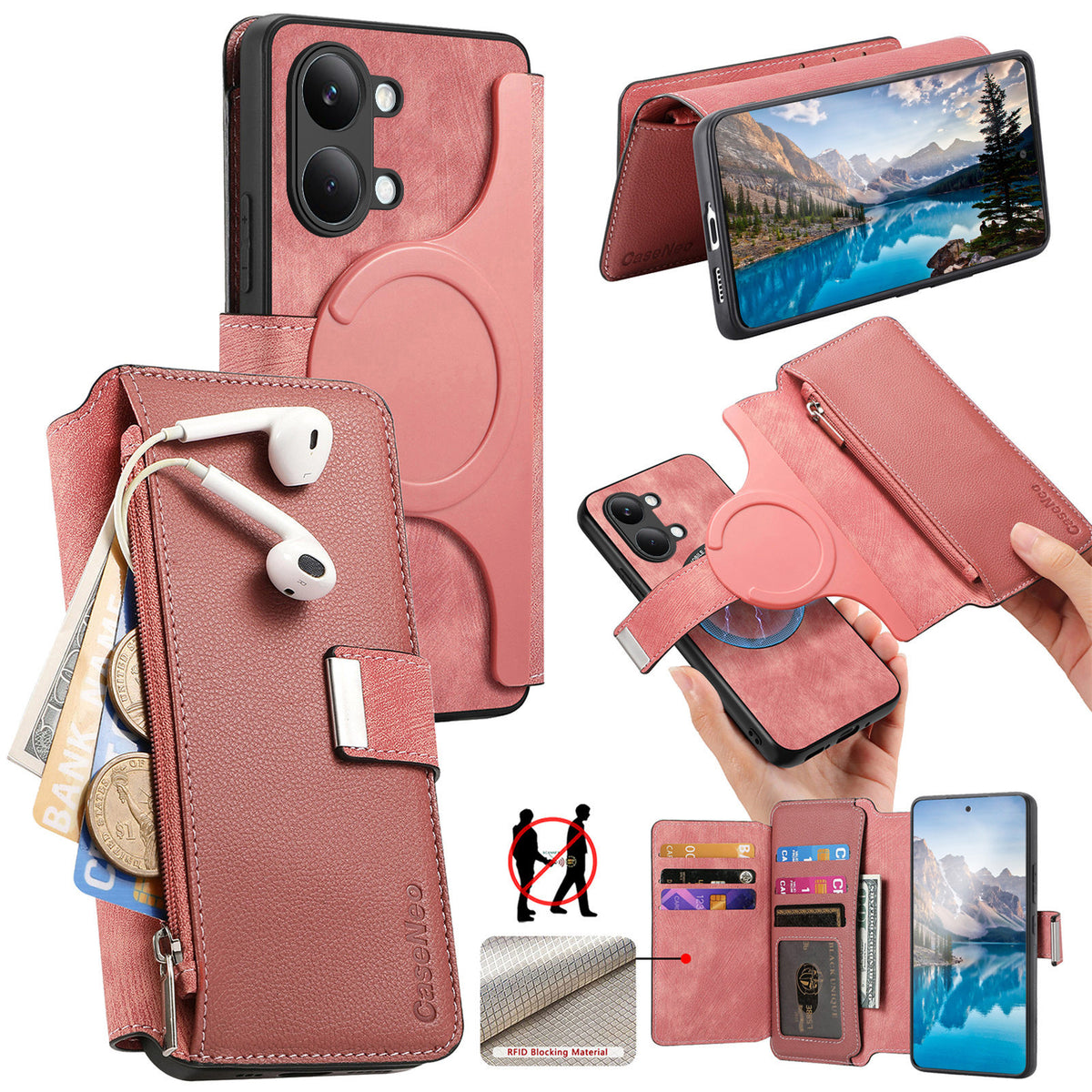 CASENEO For Xiaomi Redmi Turbo 5 Max 5G / Xiaomi Poco X8 Pro Max 5G Case MW-02 Detachable Magnetic Leather Flip Phone Cover