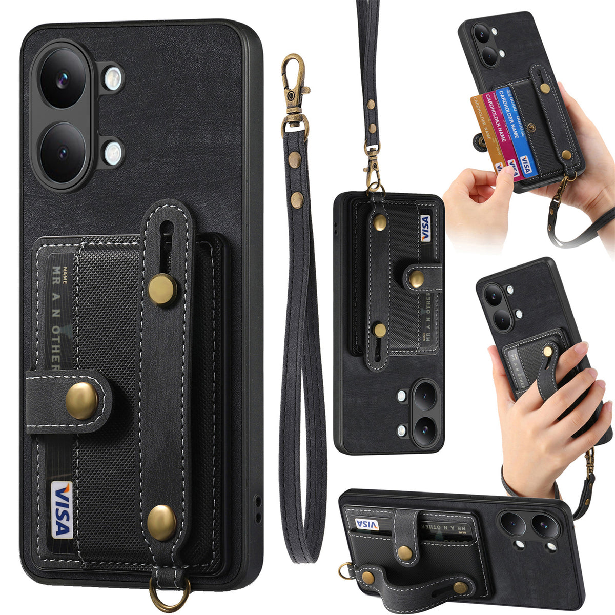 For Xiaomi Redmi Turbo 5 Max 5G / Xiaomi Poco X8 Pro Max 5G Retro PU Leather Back Cover with Card Holder and Wristband Kickstand