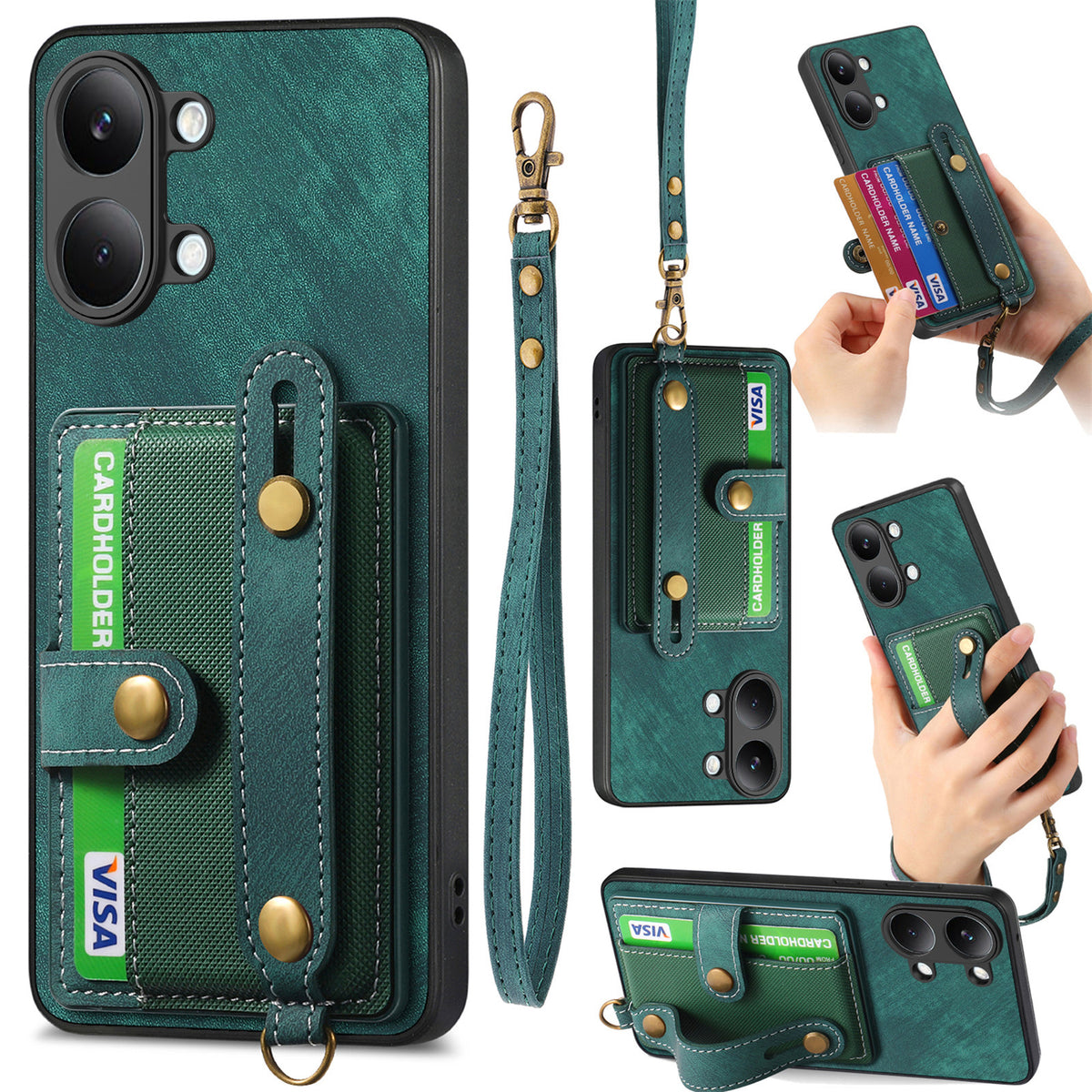 For Xiaomi Redmi Turbo 5 Max 5G / Xiaomi Poco X8 Pro Max 5G Retro PU Leather Back Cover with Card Holder and Wristband Kickstand