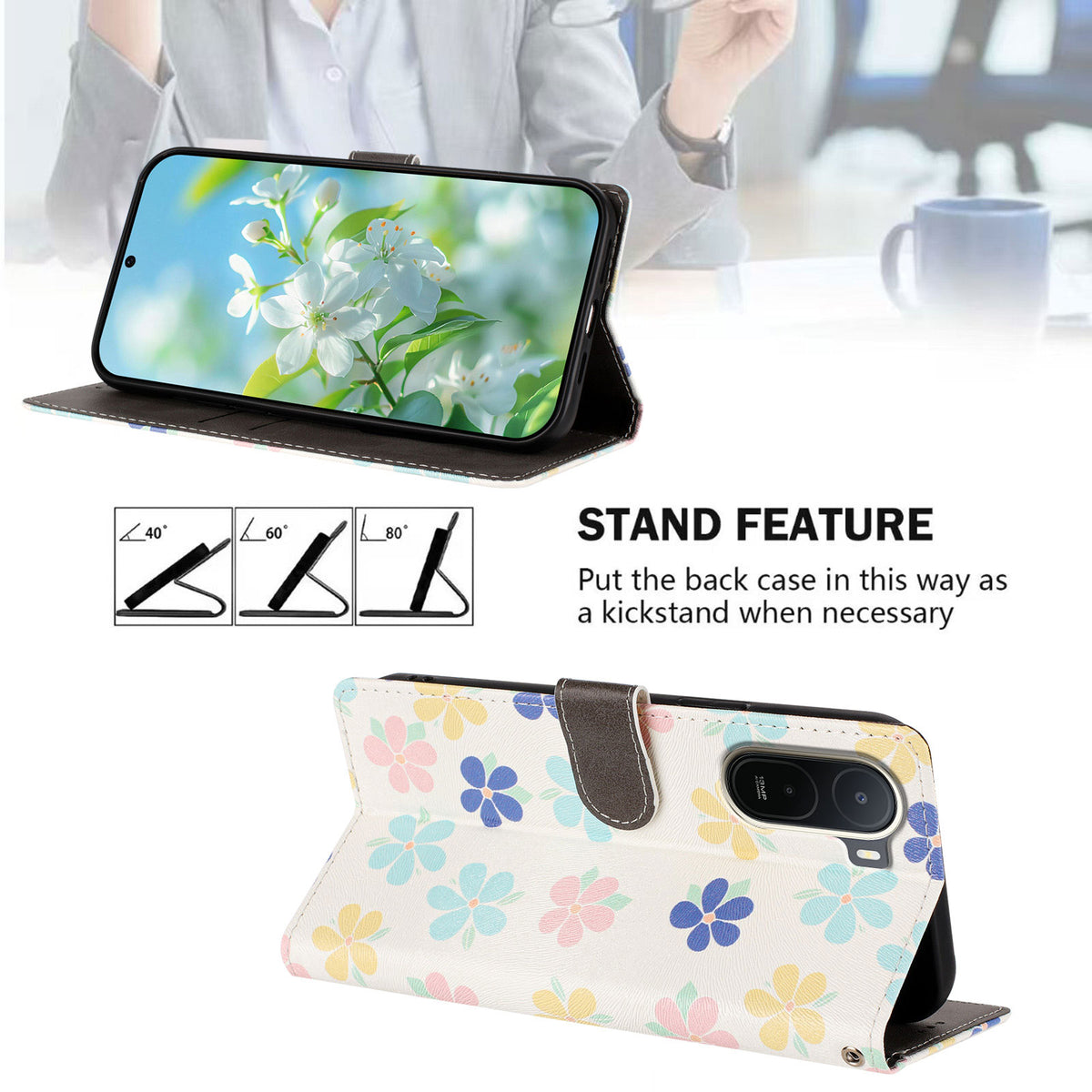 For Xiaomi Redmi A7 Pro 4G (171.56mm) / Poco C85x 5G Case Pattern Print PU Leather Wallet Phone Cover with Wrist Strap