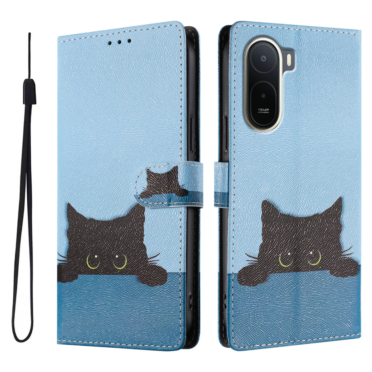 For Xiaomi Redmi A7 Pro 4G (171.56mm) / Poco C85x 5G Case Pattern Print PU Leather Wallet Phone Cover with Wrist Strap
