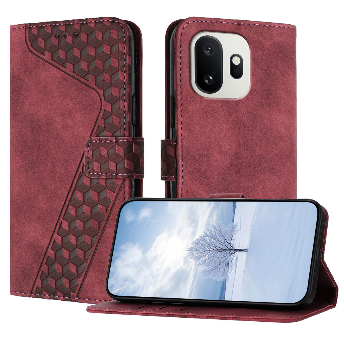 For OnePlus 15T 5G Leather Case 7-Shaped Pattern Wallet Stand Shockproof Phone Cover
