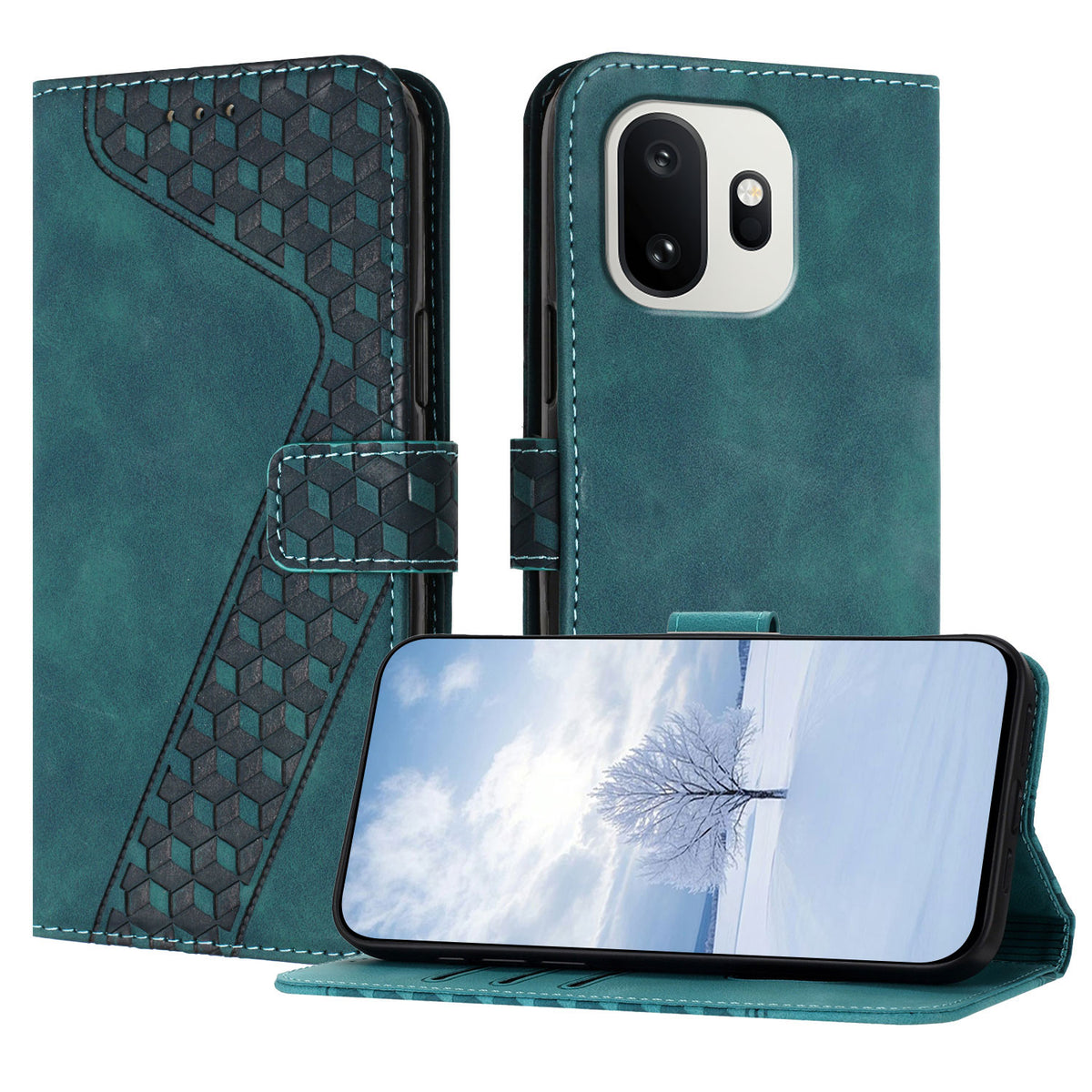For OnePlus 15T 5G Leather Case 7-Shaped Pattern Wallet Stand Shockproof Phone Cover