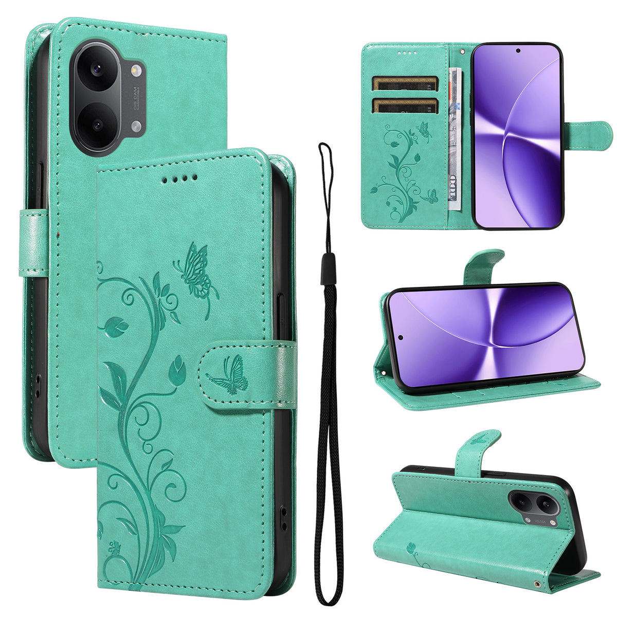 For Xiaomi Poco X8 Pro Max 5G / Xiaomi Redmi Turbo 5 Max 5G PU Leather Cases Flower Pattern Wallet Stand Phone Cover with Strap