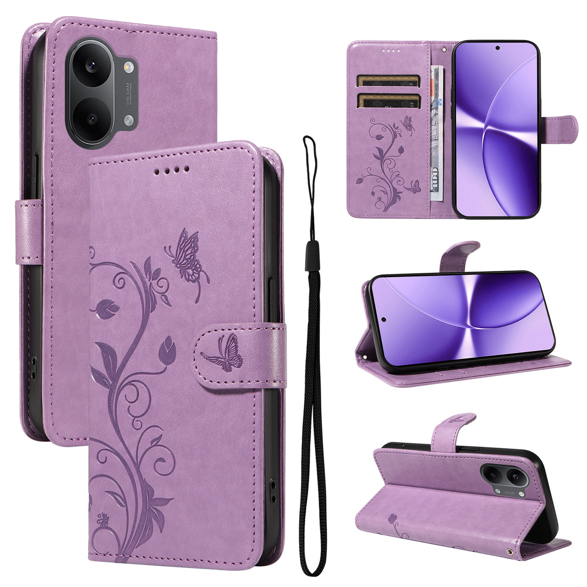 For Xiaomi Poco X8 Pro Max 5G / Xiaomi Redmi Turbo 5 Max 5G PU Leather Cases Flower Pattern Wallet Stand Phone Cover with Strap