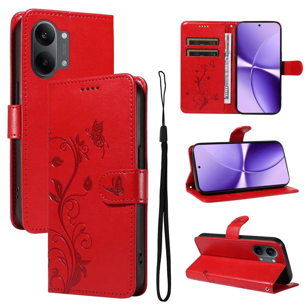For Xiaomi Poco X8 Pro Max 5G / Xiaomi Redmi Turbo 5 Max 5G PU Leather Cases Flower Pattern Wallet Stand Phone Cover with Strap