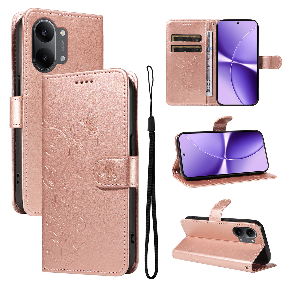 For Xiaomi Poco X8 Pro Max 5G / Xiaomi Redmi Turbo 5 Max 5G PU Leather Cases Flower Pattern Wallet Stand Phone Cover with Strap