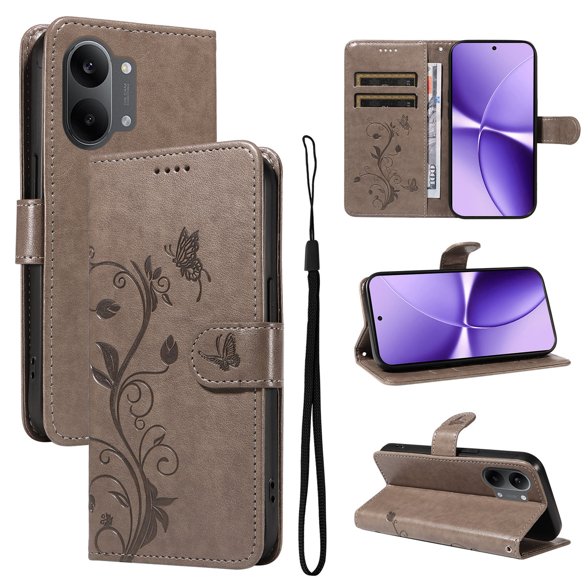 For Xiaomi Poco X8 Pro Max 5G / Xiaomi Redmi Turbo 5 Max 5G PU Leather Cases Flower Pattern Wallet Stand Phone Cover with Strap