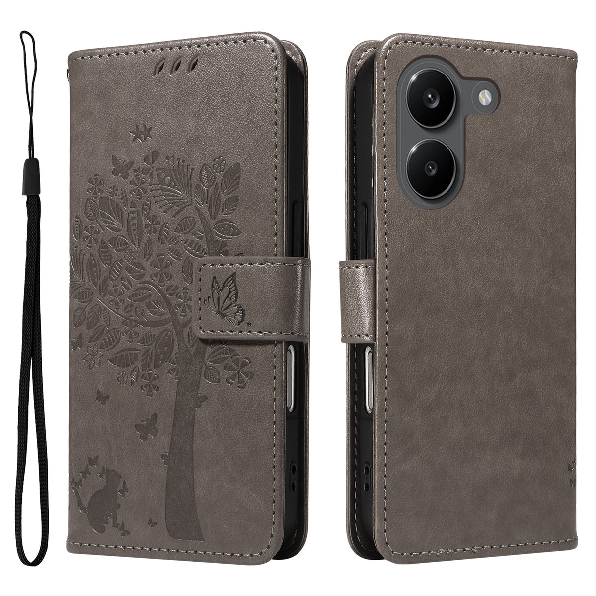 For Xiaomi Poco X8 Pro 5G / Xiaomi Redmi Turbo 5 5G Phone Case with Stand Cat Tree Pattern Leather Wallet Mobile Cover