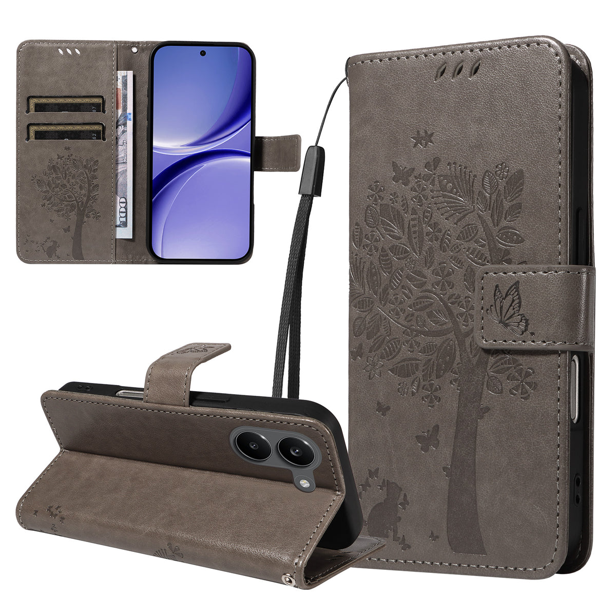 For Xiaomi Poco X8 Pro 5G / Xiaomi Redmi Turbo 5 5G Phone Case with Stand Cat Tree Pattern Leather Wallet Mobile Cover