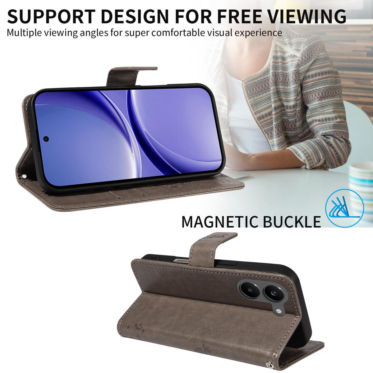 For Xiaomi Poco X8 Pro 5G / Xiaomi Redmi Turbo 5 5G Phone Case with Stand Cat Tree Pattern Leather Wallet Mobile Cover
