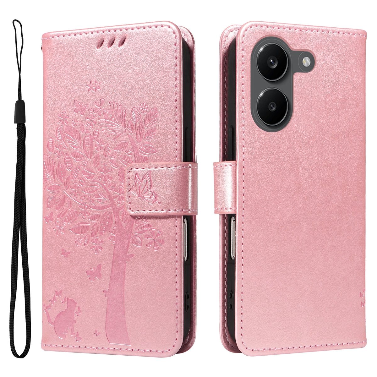 For Xiaomi Poco X8 Pro 5G / Xiaomi Redmi Turbo 5 5G Phone Case with Stand Cat Tree Pattern Leather Wallet Mobile Cover