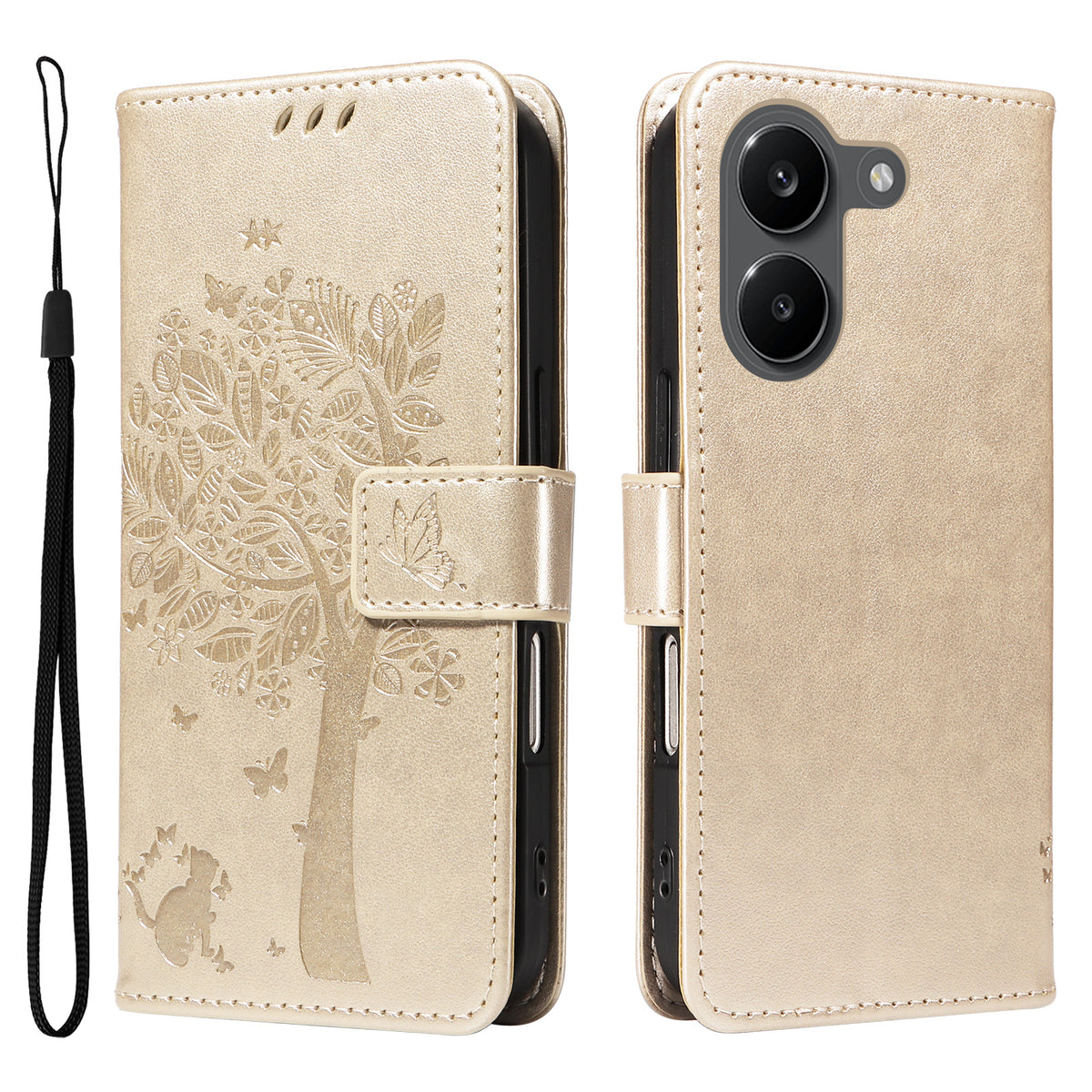 For Xiaomi Poco X8 Pro 5G / Xiaomi Redmi Turbo 5 5G Phone Case with Stand Cat Tree Pattern Leather Wallet Mobile Cover