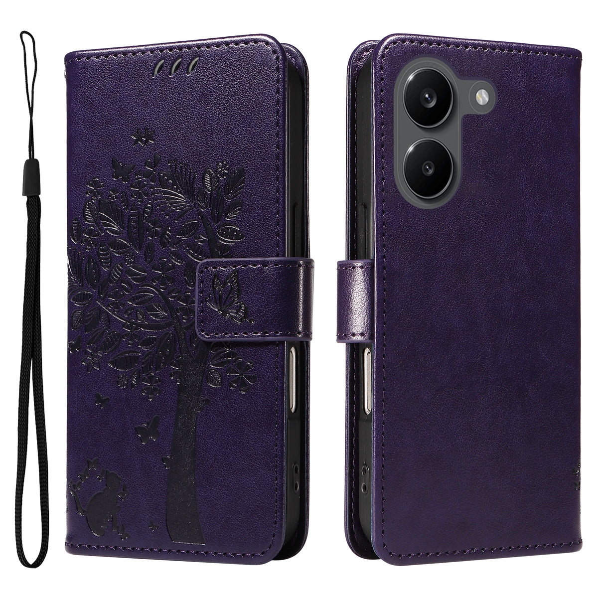 For Xiaomi Poco X8 Pro 5G / Xiaomi Redmi Turbo 5 5G Phone Case with Stand Cat Tree Pattern Leather Wallet Mobile Cover