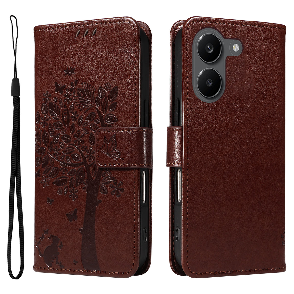 For Xiaomi Poco X8 Pro 5G / Xiaomi Redmi Turbo 5 5G Phone Case with Stand Cat Tree Pattern Leather Wallet Mobile Cover