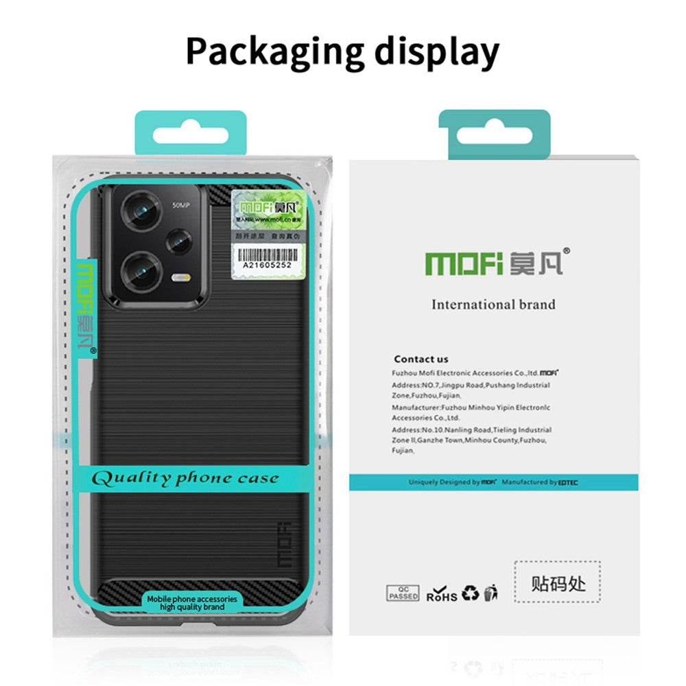 MOFI JK TPU Series-1 for Xiaomi Redmi Note 12 Pro+ 5G Carbon Fiber Texture Flexible TPU Case Anti-scratch Brushed Phone Back Cover