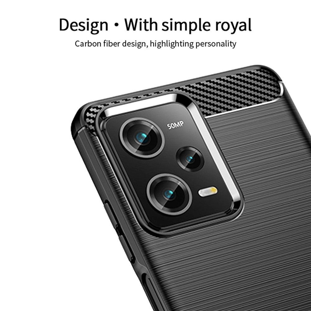 MOFI JK TPU Series-1 til Xiaomi Redmi Note 12 Pro+ 5G, fleksibelt TPU-cover med kulfibertekstur, ridsefast børstet bagside