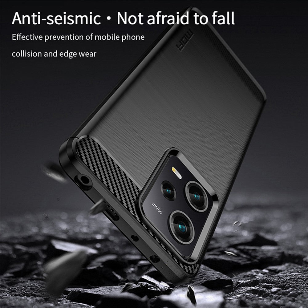 MOFI JK TPU Series-1 til Xiaomi Redmi Note 12 Pro+ 5G, fleksibelt TPU-cover med kulfibertekstur, ridsefast børstet bagside