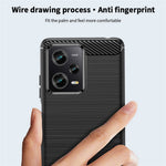MOFI JK TPU Series-1 til Xiaomi Redmi Note 12 Pro+ 5G, fleksibelt TPU-cover med kulfibertekstur, ridsefast børstet bagside