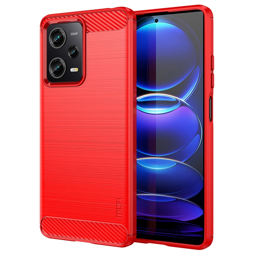 MOFI JK TPU Series-1 for Xiaomi Redmi Note 12 Pro+ 5G Carbon Fiber Texture Flexible TPU Case Anti-scratch Brushed Phone Back Cover