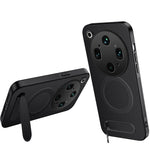 WANLONFENG Magnetiskt Skal För Oppo Find X9 Ultra 5G QT-serien Stativ Kolfiberstruktur PC TPU mobilskal