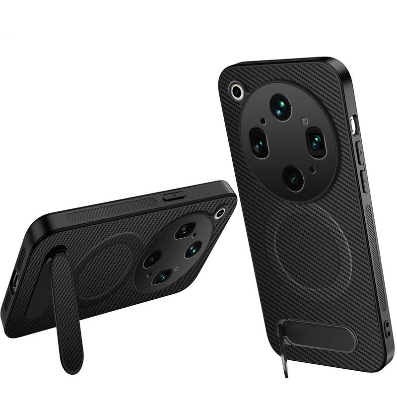 WANLONFENG Magnetiskt Skal För Oppo Find X9 Ultra 5G QT-serien Stativ Kolfiberstruktur PC TPU mobilskal
