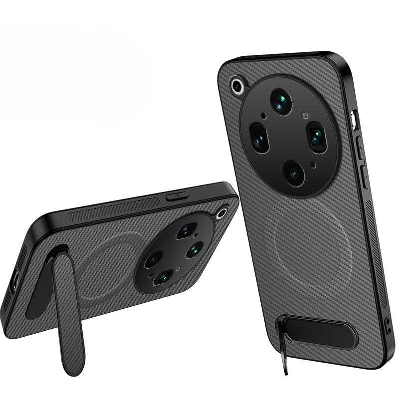 WANLONFENG Magnetiskt Skal För Oppo Find X9 Ultra 5G QT-serien Stativ Kolfiberstruktur PC TPU mobilskal