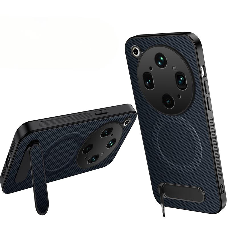 WANLONFENG Magnetiskt Skal För Oppo Find X9 Ultra 5G QT-serien Stativ Kolfiberstruktur PC TPU mobilskal