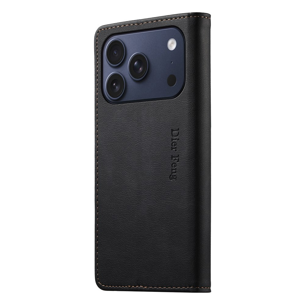 DIERFENG DF-019 for iPhone 18 Pro / 17 Pro Leather Wallet Case Card Slots RFID Blocking Magnetic Flip Cover