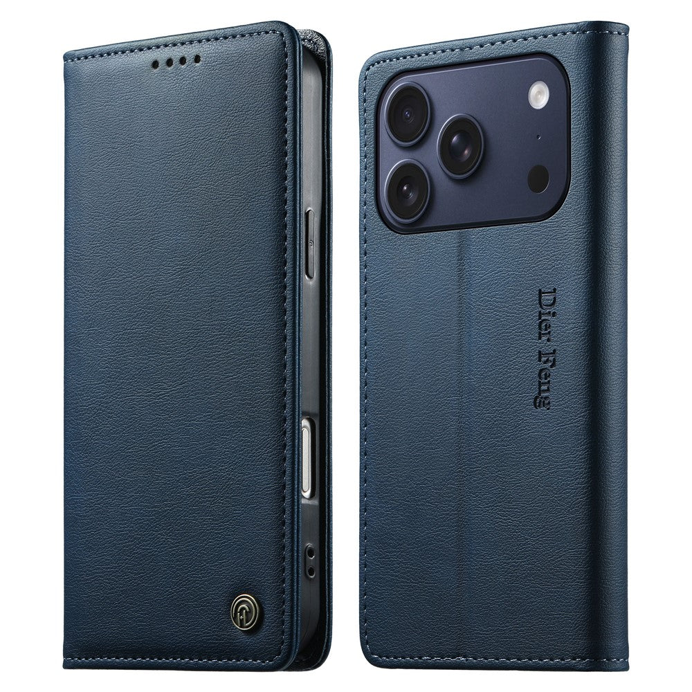 DIERFENG DF-019 for iPhone 18 Pro / 17 Pro Leather Wallet Case Card Slots RFID Blocking Magnetic Flip Cover