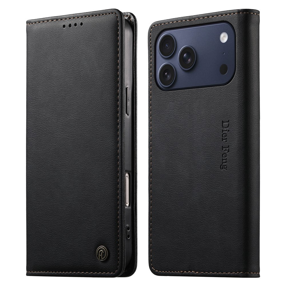 DIERFENG DF-019 til iPhone 18 Pro Max / 17 Pro Max Læderpung Etui Kortlommer RFID-Blokering Magnetisk Flip Cover