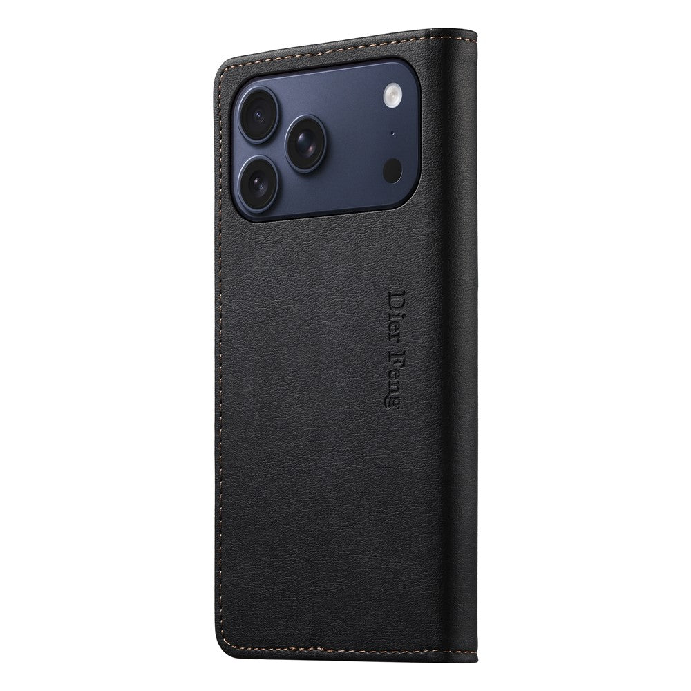 DIERFENG DF-019 til iPhone 18 Pro Max / 17 Pro Max Læderpung Etui Kortlommer RFID-Blokering Magnetisk Flip Cover