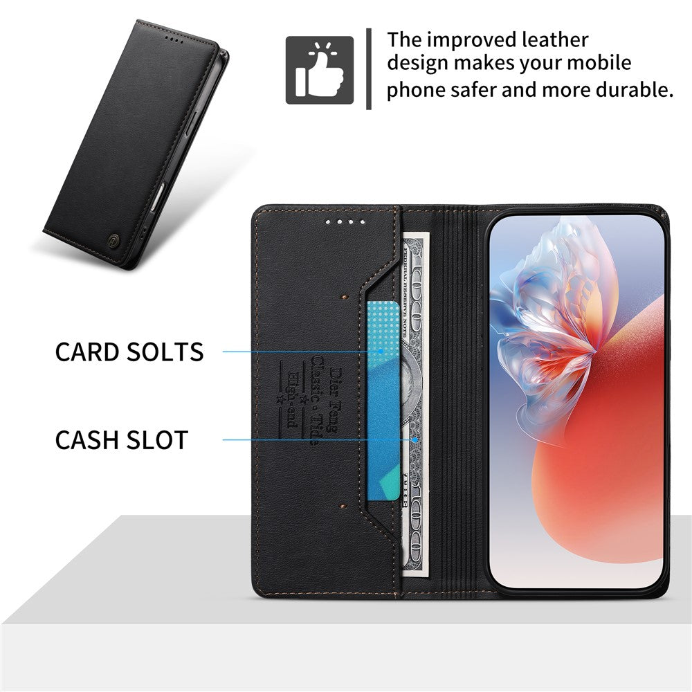 DIERFENG DF-019 til iPhone 18 Pro Max / 17 Pro Max Læderpung Etui Kortlommer RFID-Blokering Magnetisk Flip Cover